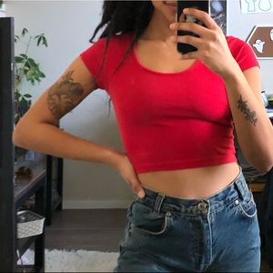 cute red crop with cut out!